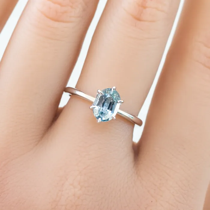 Envero Jewelry Rings Floryn Ring 137ct Light Blue Oval Unheated Sapphire 14K White Gold One of a kind Envero Jewelry Rings Floryn Ring 137ct Light Blue Oval Unheated Sapphire 14K White Gold One of a kind
