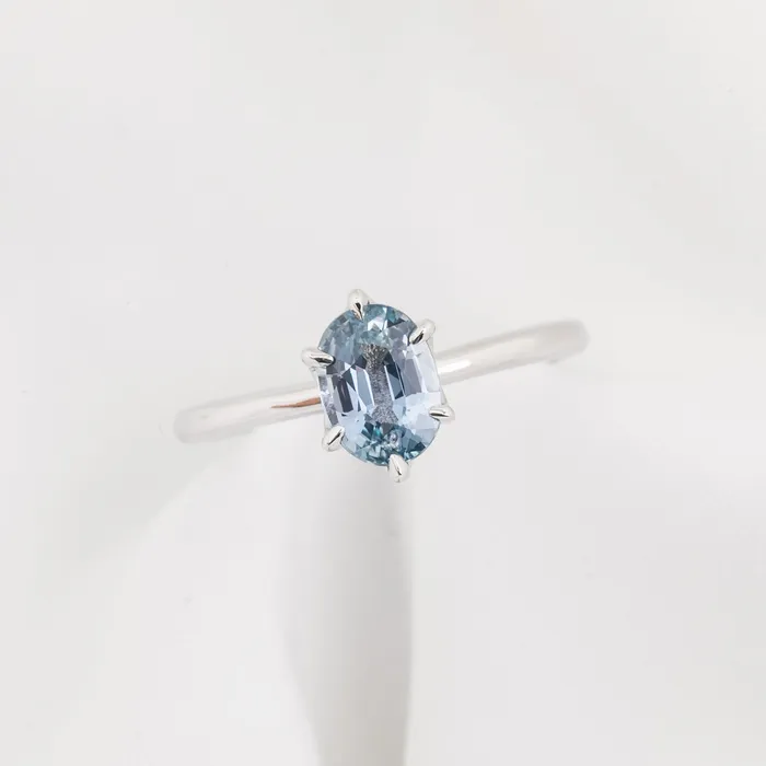 Envero Jewelry Rings Floryn Ring 137ct Light Blue Oval Unheated Sapphire 14K White Gold One of a kind Envero Jewelry Rings Floryn Ring 137ct Light Blue Oval Unheated Sapphire 14K White Gold One of a kind