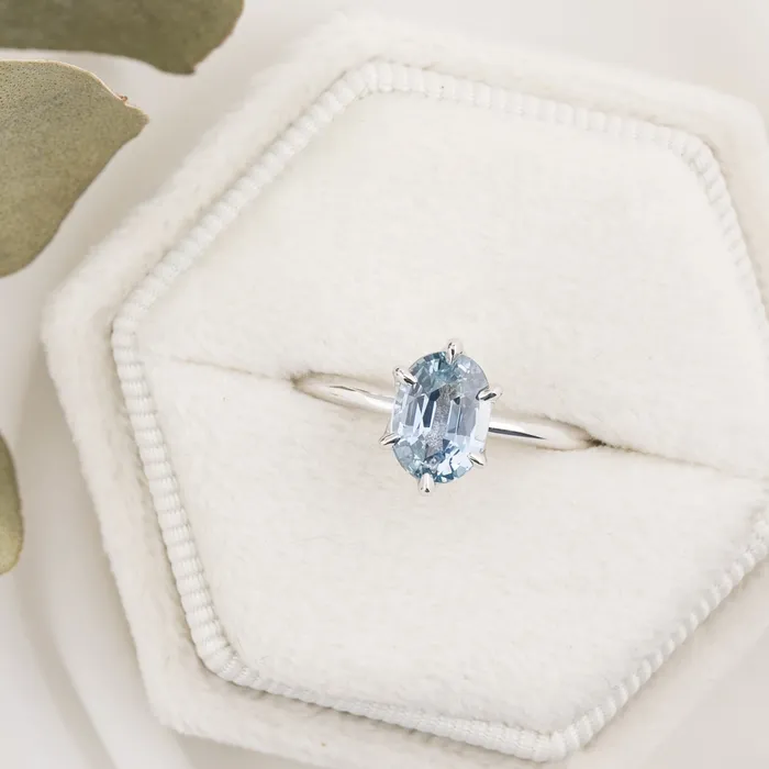 Envero Jewelry Rings Floryn Ring 137ct Light Blue Oval Unheated Sapphire 14K White Gold One of a kind Envero Jewelry Rings Floryn Ring 137ct Light Blue Oval Unheated Sapphire 14K White Gold One of a kind