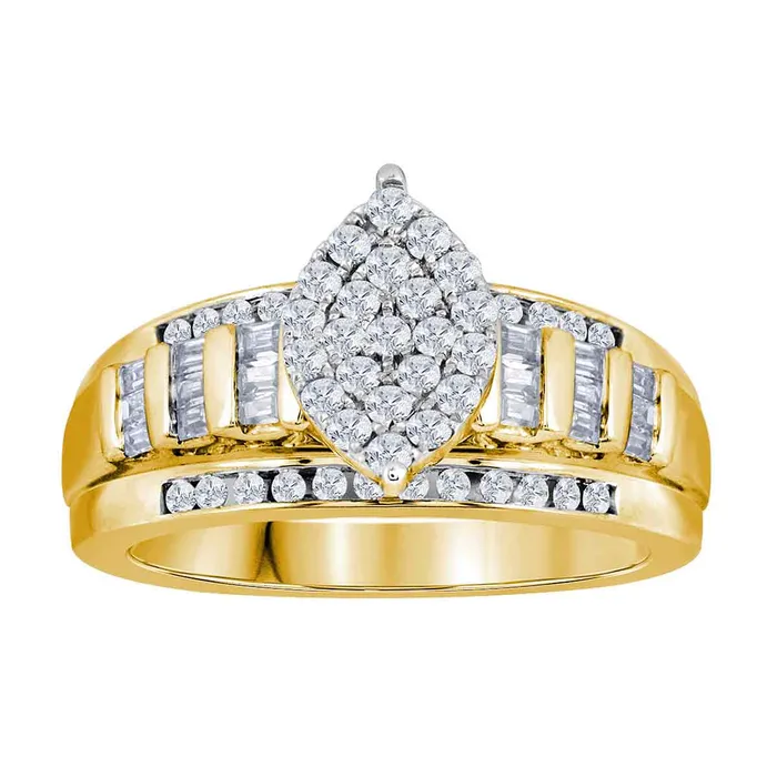 mayamila Rings 10kt Yellow Gold Womens Round Diamond Oval Cluster Bridal Wedding Engagement Ring 100 Cttw