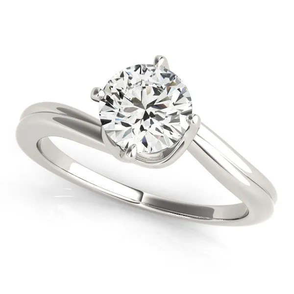 mayamila Rings 14K White Gold Bypass Style Solitaire Round Diamond Engagement Ring 1 ct tw