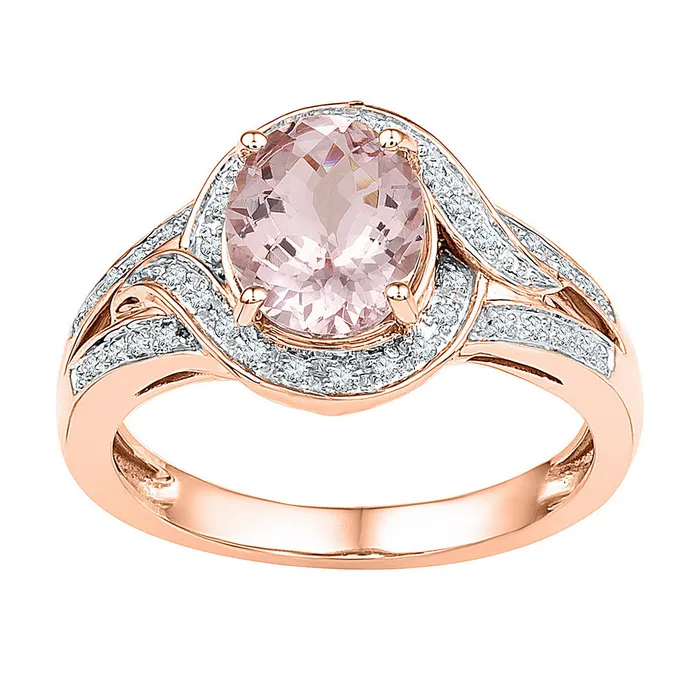 Rings mayamila 10kt Rose Gold Womens Oval Natural Morganite Solitaire Diamond Ring 158 Cttw