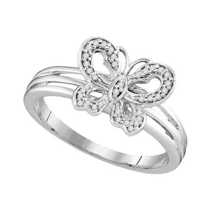 Rings mayamila 10kt Twotone Gold Womens Round Diamond Butterfly Bug Ring 18 Cttw