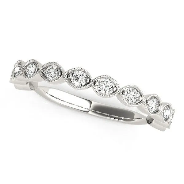 Rings MayaMila 14k White Gold Antique Style Diamond Wedding Band 38 cttw