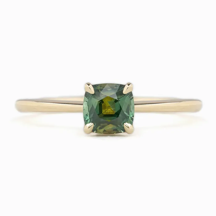 Sara Ring 093ct Parti Green Yellow Montana Sapphire 14K Yellow Gold One of a kind Envero Jewelry Rings