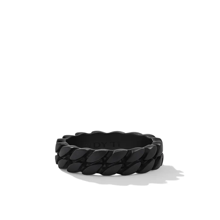 Curb Chain Band Ring in Black Titanium 6mm David Yurman Rings