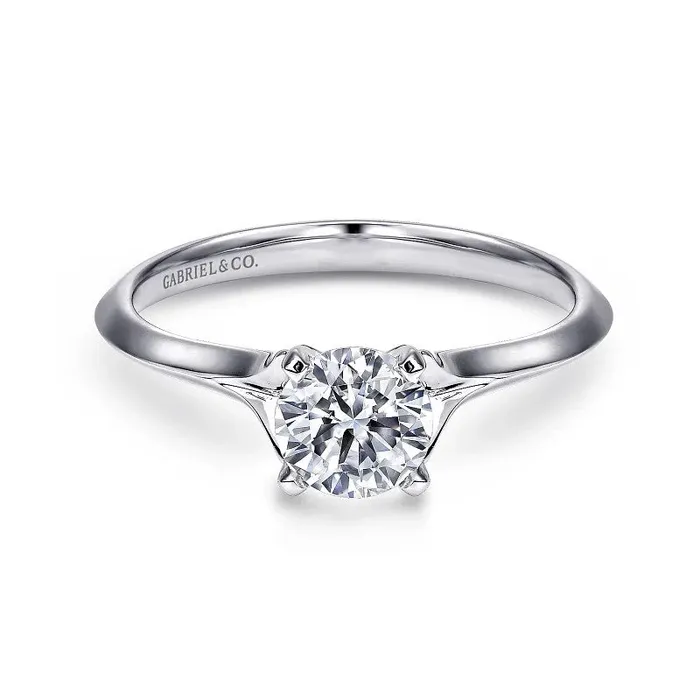 GABRIEL CO Rings Ellis 14K White Gold Round Diamond Engagement Ring Setting Only