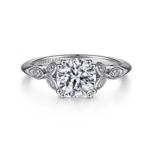 Rings GABRIEL CO Celia 14K White Gold Round Diamond Engagement Ring setting only