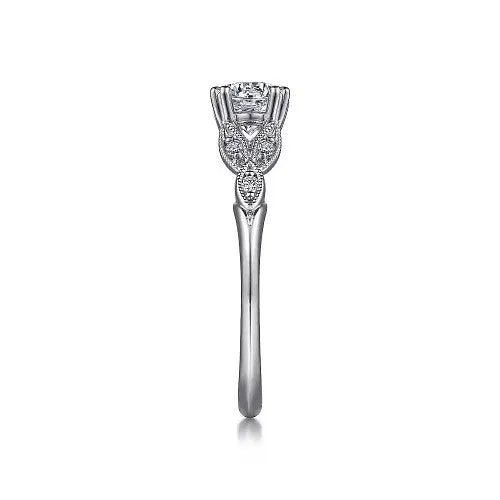 Rings GABRIEL CO Celia 14K White Gold Round Diamond Engagement Ring setting only