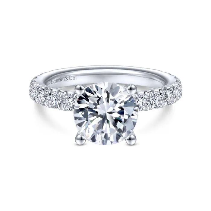 Rings GABRIEL CO Ulani 14K White Gold Round Diamond Engagement RingSetting Only