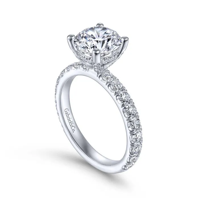 Rings GABRIEL CO Ulani 14K White Gold Round Diamond Engagement RingSetting Only Rings GABRIEL CO Ulani 14K White Gold Round Diamond Engagement RingSetting Only