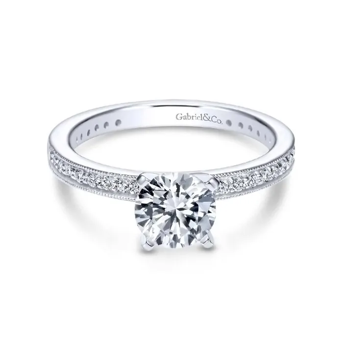 Rings GABRIEL CO White Gold Diamond Semi Mount Engagement Ring