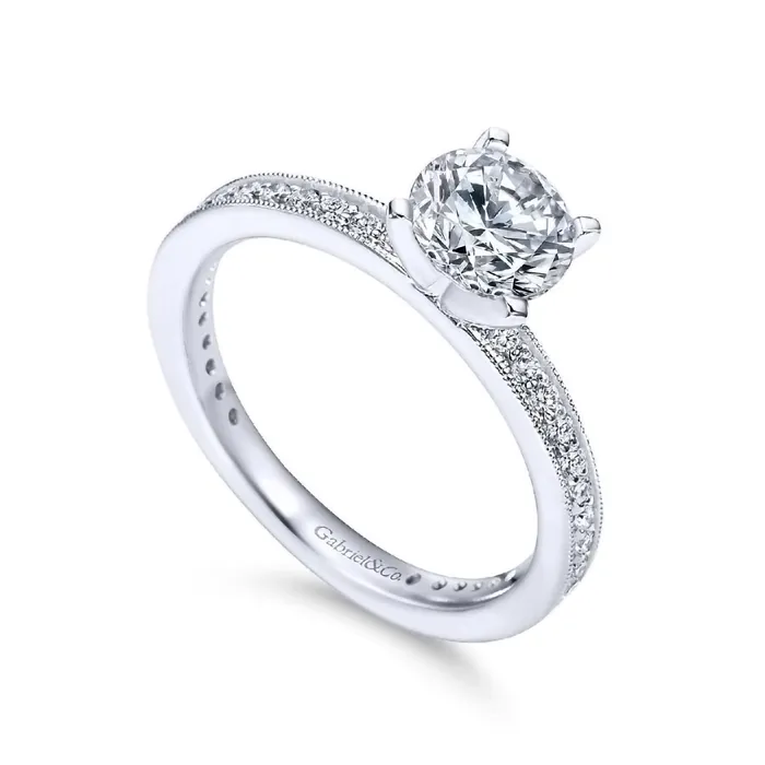 Rings GABRIEL CO White Gold Diamond Semi Mount Engagement Ring