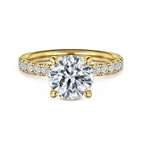 Rings GABRIEL CO Winslow 14K Yellow Gold Round Diamond Engagement Ring Setting Only