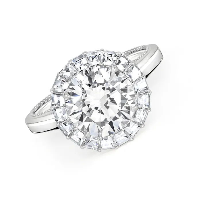 Rings Polachecks Collection Blaze Cut Diamond Halo Ring 419tw
