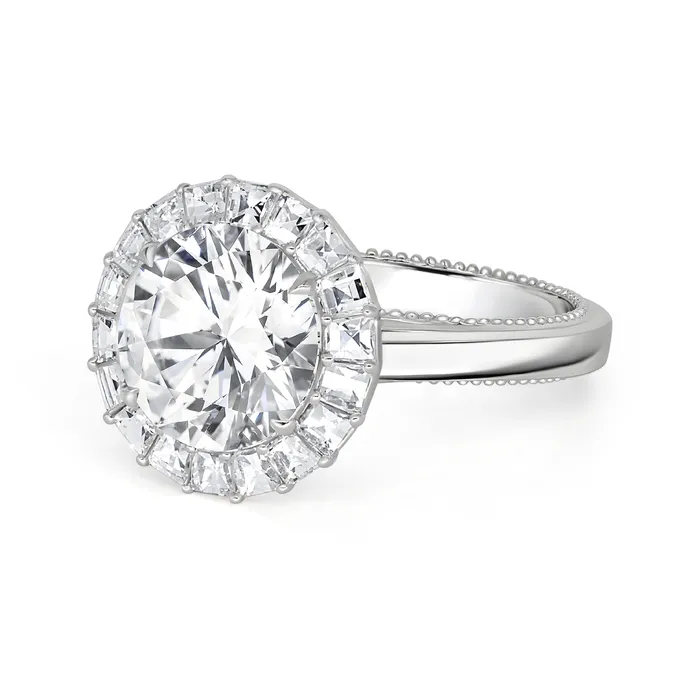 Rings Polachecks Collection Blaze Cut Diamond Halo Ring 419tw