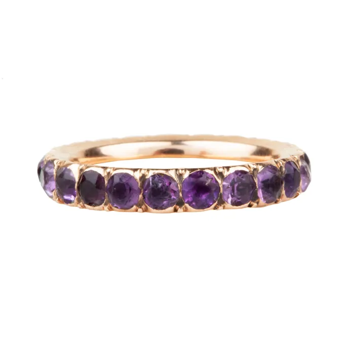 Rings Victorian Era Amethyst Eternity Band Bell Bird Antiques