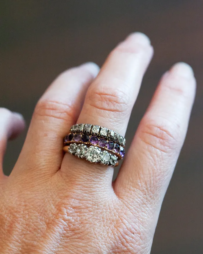 Rings Victorian Era Amethyst Eternity Band Bell Bird Antiques