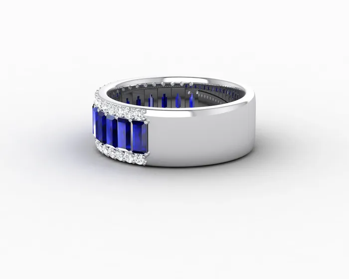 Sapheena Jewelry Rings Serena 20 Ct Triple Row Blue Sapphire Half Eternity Wedding Band