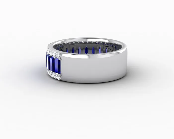 Sapheena Jewelry Rings Serena 20 Ct Triple Row Blue Sapphire Half Eternity Wedding Band