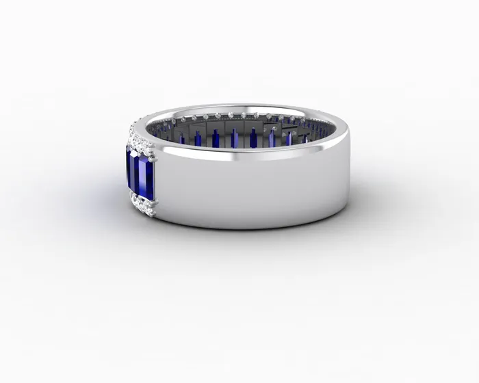 Sapheena Jewelry Rings Serena 20 Ct Triple Row Blue Sapphire Half Eternity Wedding Band