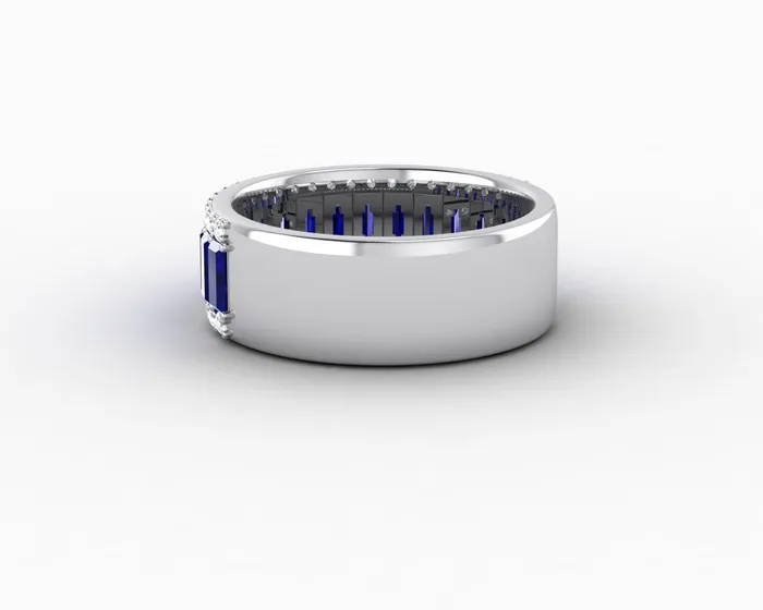 Sapheena Jewelry Rings Serena 20 Ct Triple Row Blue Sapphire Half Eternity Wedding Band