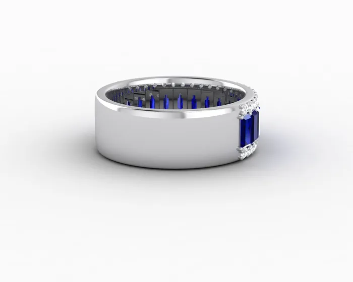 Sapheena Jewelry Rings Serena 20 Ct Triple Row Blue Sapphire Half Eternity Wedding Band