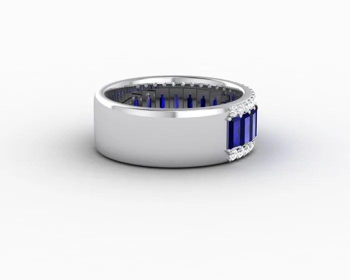 Sapheena Jewelry Rings Serena 20 Ct Triple Row Blue Sapphire Half Eternity Wedding Band
