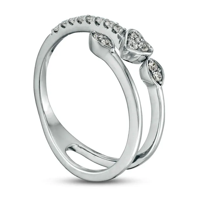 017 CT TW Natural Diamond Marquise and Heart Shapes Split Shank Wrap Ring in Sterling Silver Goldia Rings 017 CT TW Natural Diamond Marquise and Heart Shapes Split Shank Wrap Ring in Sterling Silver Goldia Rings