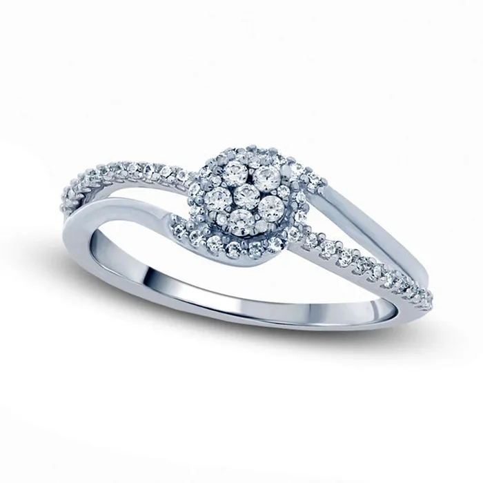 025 CT TW Composite Natural Diamond Swirl Bypass Promise Ring in Solid 14K White Gold Goldia Rings 025 CT TW Composite Natural Diamond Swirl Bypass Promise Ring in Solid 14K White Gold Goldia Rings