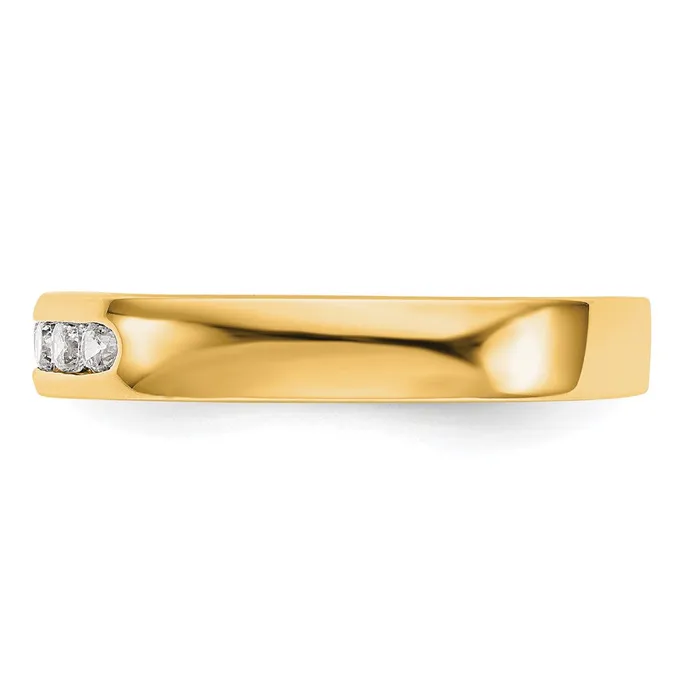 025ct CZ Solid Real 14K Yellow Gold 5Stone Channel Wedding Band Ring Goldia Rings