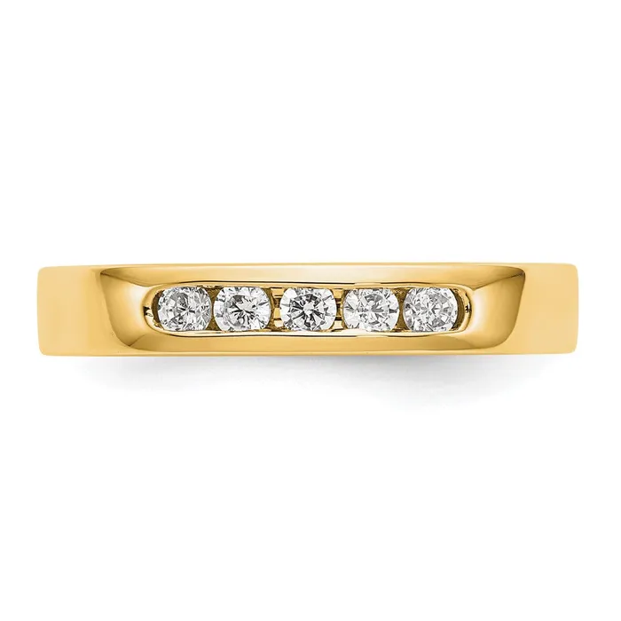 025ct CZ Solid Real 14K Yellow Gold 5Stone Channel Wedding Band Ring Goldia Rings
