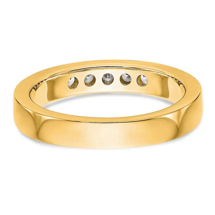 025ct CZ Solid Real 14K Yellow Gold 5Stone Channel Wedding Band Ring Goldia Rings
