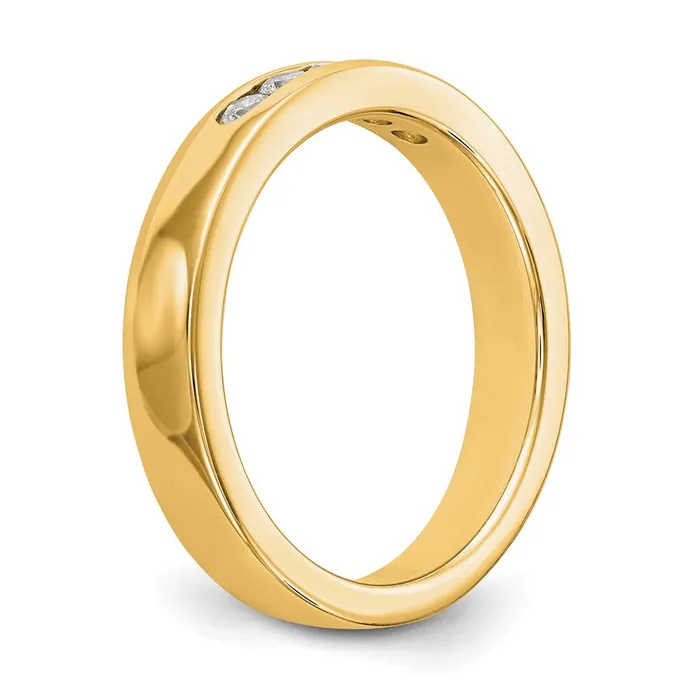 025ct CZ Solid Real 14K Yellow Gold 5Stone Channel Wedding Band Ring Goldia Rings