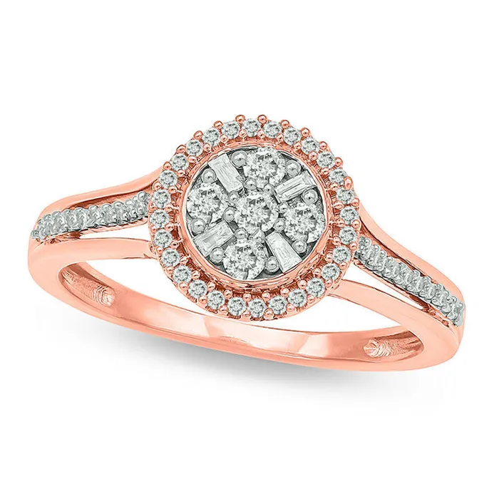 033 CT TW Composite Natural Diamond Frame Ring in Solid 10K Rose Gold Goldia Rings 033 CT TW Composite Natural Diamond Frame Ring in Solid 10K Rose Gold Goldia Rings