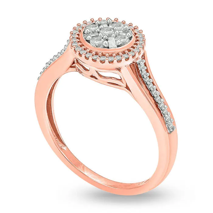 033 CT TW Composite Natural Diamond Frame Ring in Solid 10K Rose Gold Goldia Rings