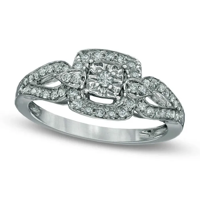 033 CT TW Natural Diamond Frame Ring in Solid 10K White Gold Goldia Rings 033 CT TW Natural Diamond Frame Ring in Solid 10K White Gold Goldia Rings