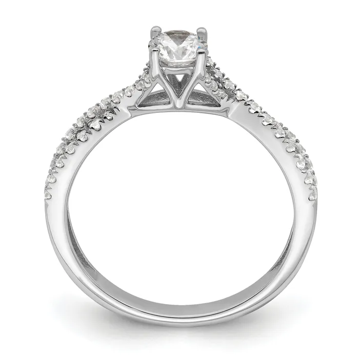 033ct CZ Solid Real 14k White Gold Polish Complete Round Dia Engagement Ring Goldia Rings