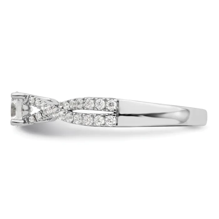 033ct CZ Solid Real 14k White Gold Polish Complete Round Dia Engagement Ring Goldia Rings