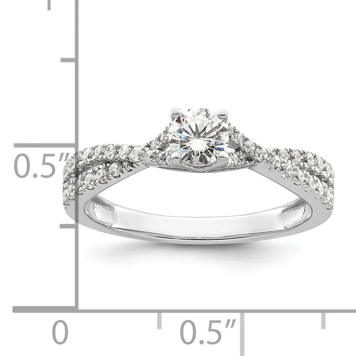 033ct CZ Solid Real 14k White Gold Polish Complete Round Dia Engagement Ring Goldia Rings