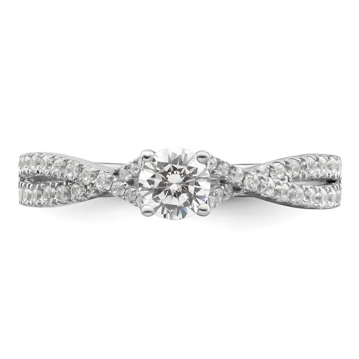 033ct CZ Solid Real 14k White Gold Polish Complete Round Dia Engagement Ring Goldia Rings