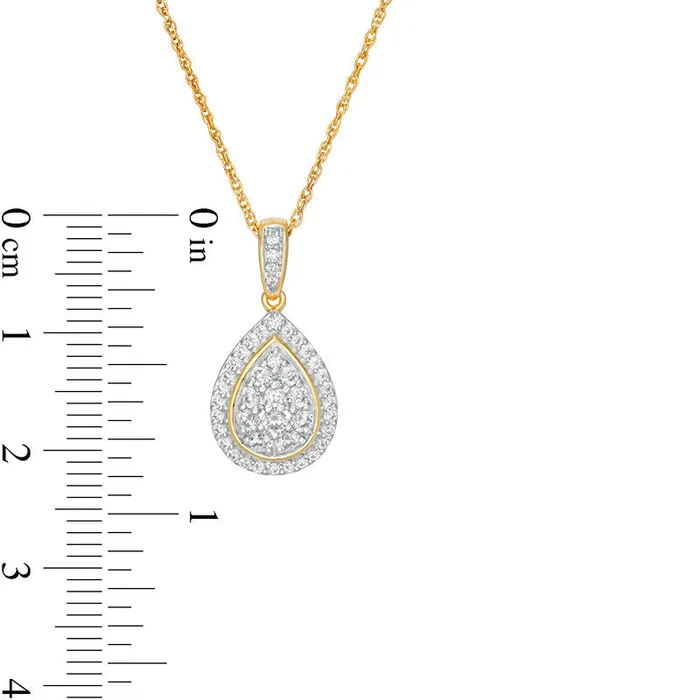05 CT TW Composite Natural Diamond TeardropShaped Frame Pendant in 10K Yellow Gold Goldia Necklaces 05 CT TW Composite Natural Diamond TeardropShaped Frame Pendant in 10K Yellow Gold Goldia Necklaces
