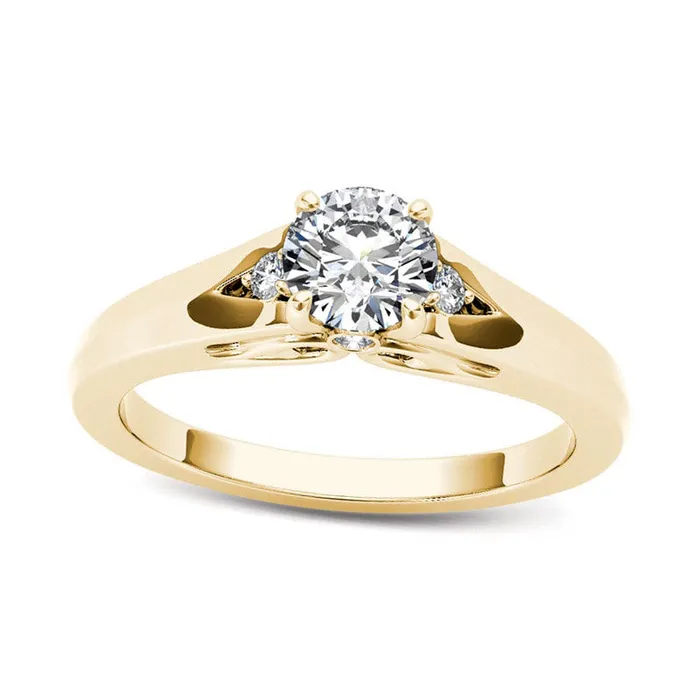 050 CT TW Natural Diamond Engagement Ring in Solid 14K Gold Goldia Rings 050 CT TW Natural Diamond Engagement Ring in Solid 14K Gold Goldia Rings