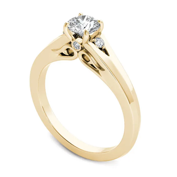 050 CT TW Natural Diamond Engagement Ring in Solid 14K Gold Goldia Rings
