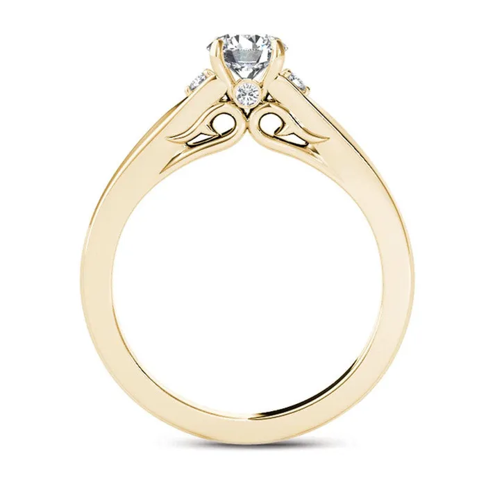 050 CT TW Natural Diamond Engagement Ring in Solid 14K Gold Goldia Rings