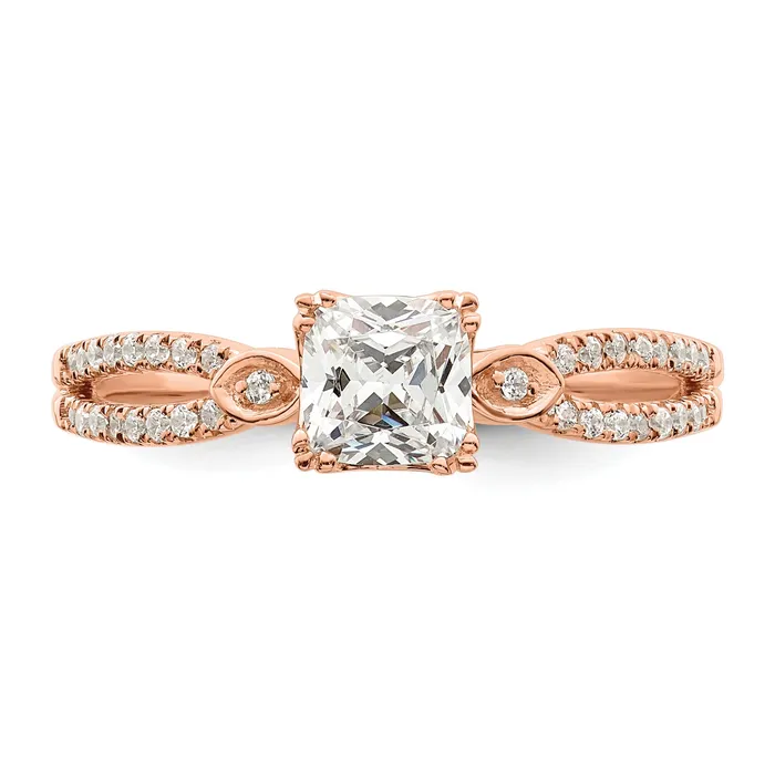 050ct CZ Solid Real 14k Rose Polish 12ct Cushion Engagement Dia Ring Goldia Rings
