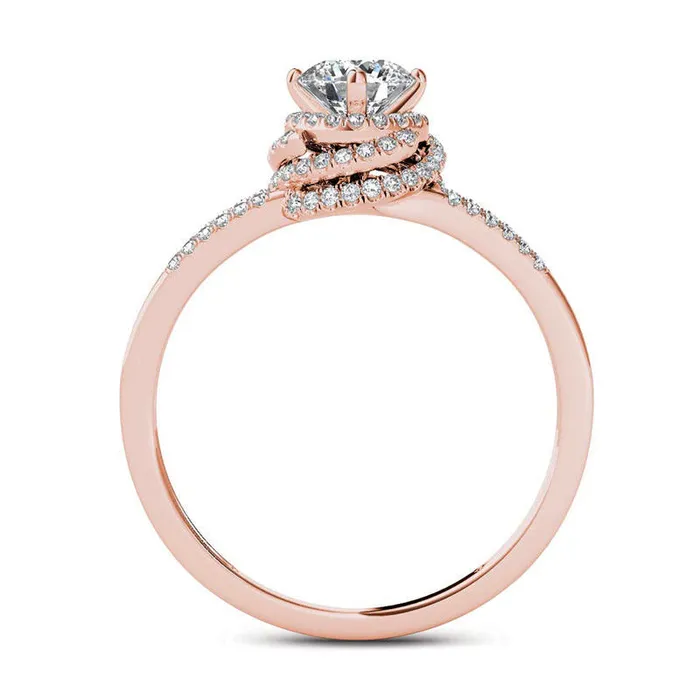 075 CT TW Natural Diamond Frame Split Shank Engagement Ring in Solid 14K Rose Gold Goldia Rings 075 CT TW Natural Diamond Frame Split Shank Engagement Ring in Solid 14K Rose Gold Goldia Rings