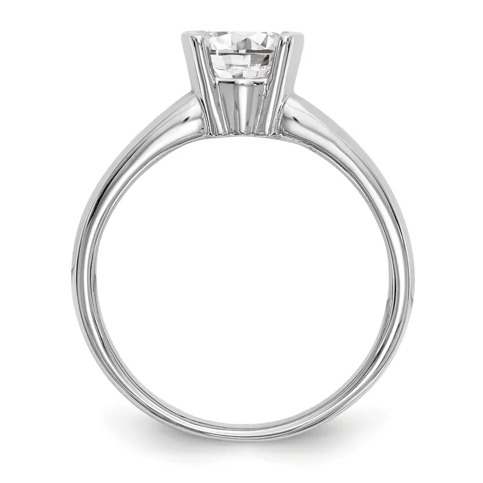 075ct CZ Solid Real 14K White Gold Round Bezel Solitaire Engagement Ring Goldia Rings
