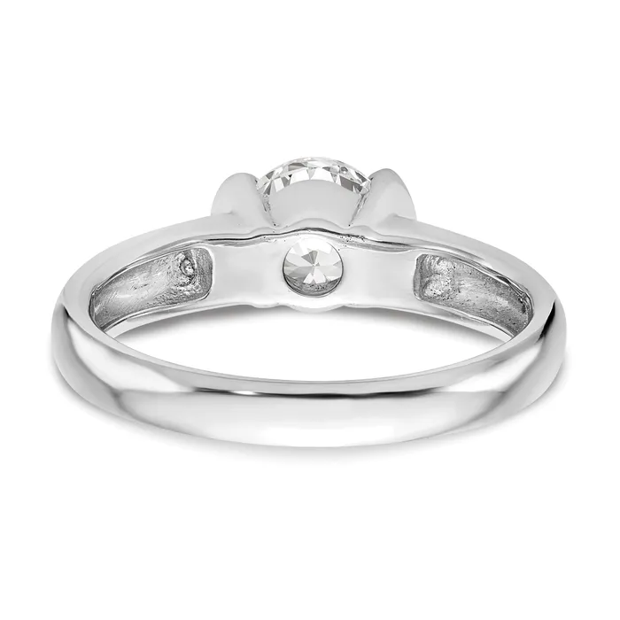 075ct CZ Solid Real 14K White Gold Round Bezel Solitaire Engagement Ring Goldia Rings