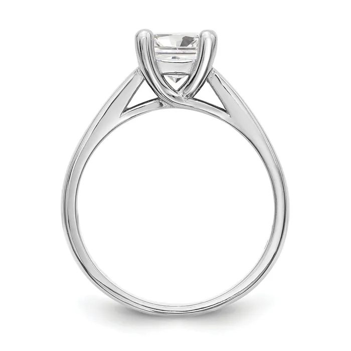 100ct CZ Solid Real 14k White Gold Square Solitaire Engagement Ring Goldia Rings